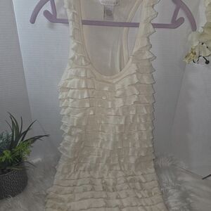 Artisan Cream Tiered Ruffled Knit Tank Top In Size S